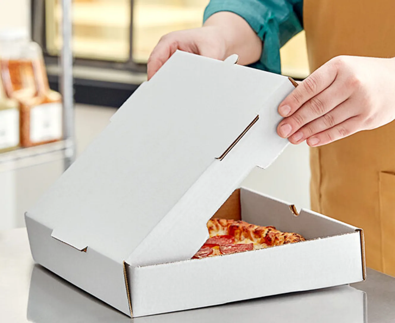 A személyre szabott pizzadoboz anyaga.